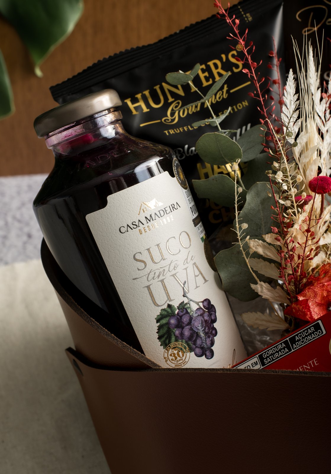 Cesto Amor de Pai com a opção de suco de uva Casa Madeira